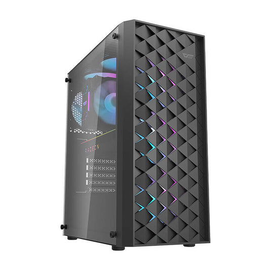 Darkflash DK351 Computergehäuse (schwarz) + 4 RGB-Lüfter
