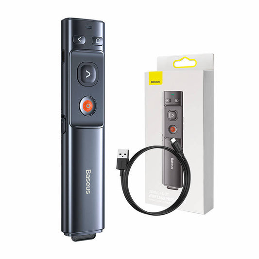 Baseus Orange Dot Multifunctionale remote control for presentation, with a green laser pointer - gray - Product Image 1