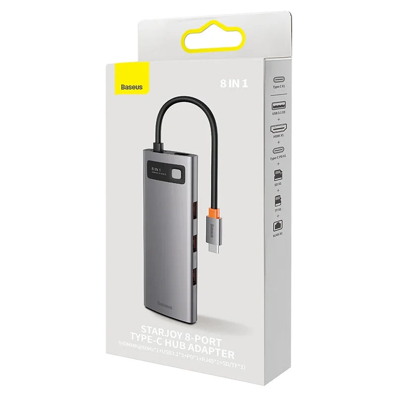 Hub 8in1 Baseus StarJoy Series, USB-C to 3x USB 3.1 + HDMI + USB-C PD + RJ45 + microSD/SD - Product Image 9