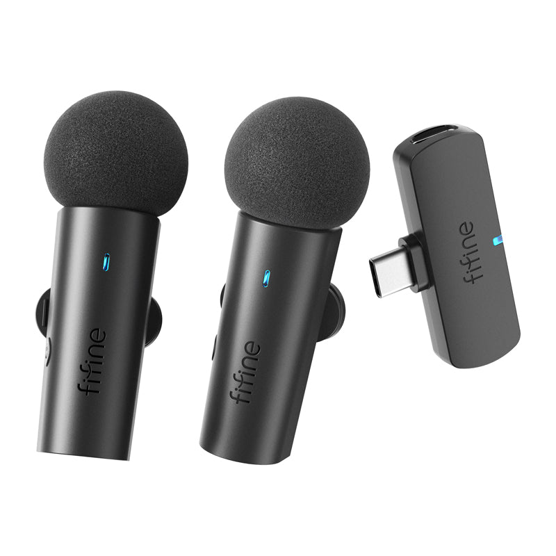 Fifine M8 wireless tie microphone set, 2pcs (black) - Image 1