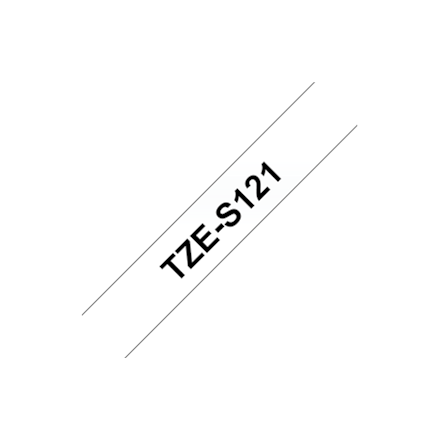 Brother | TZe-S121 Strong Adhesive Laminated Tape | Black on Clear | TZe | 8 m | 9 cm