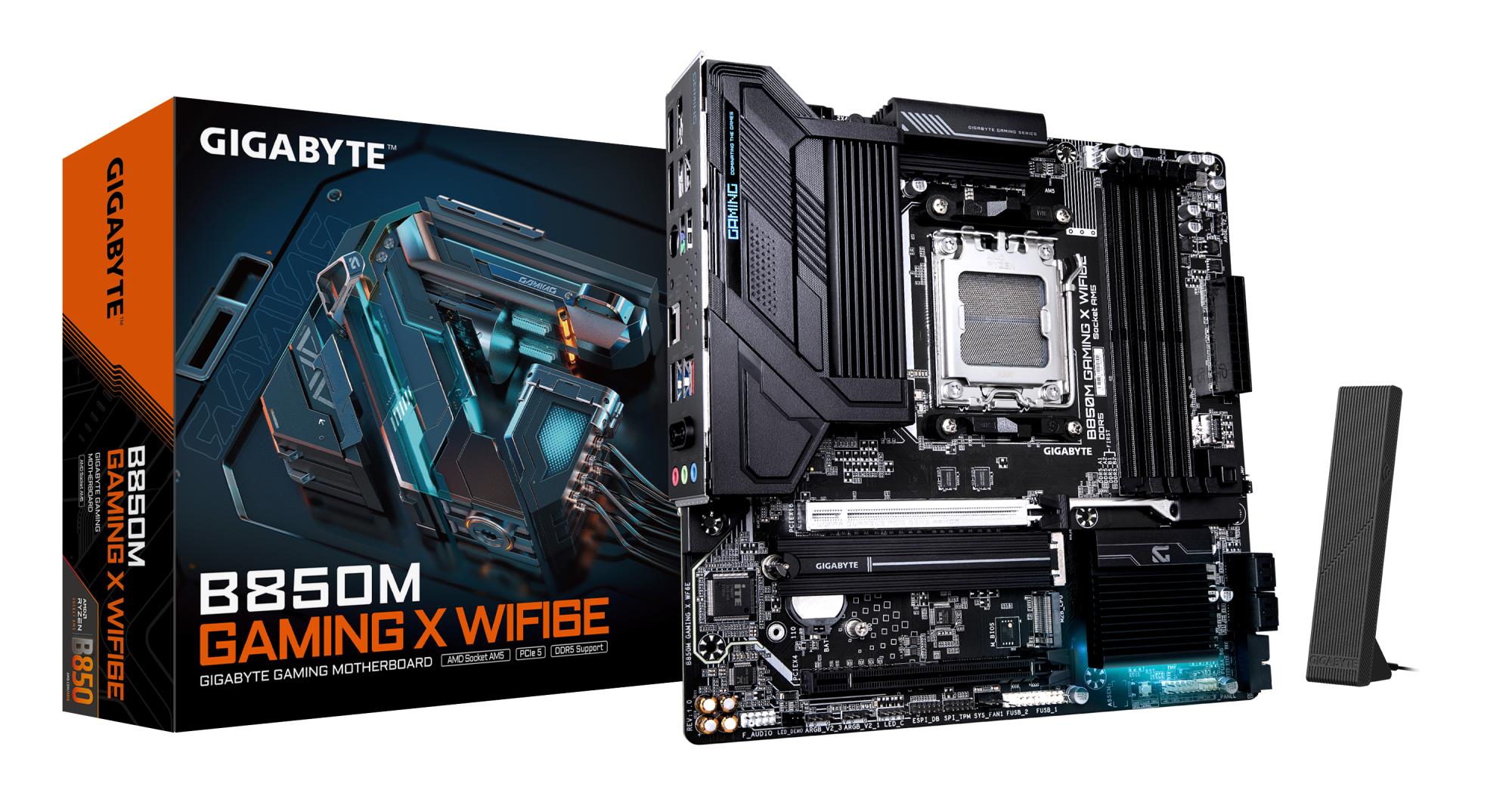 Mainboard GIGABYTE AMD B850 Socket AM5 micro ATX RAM DDR5-SDRAM 4xSlots Wi-Fi Yes Bluetooth Yes 2xNumber of M.2 (M) slots B850MGAMINGXWF6E1.1
