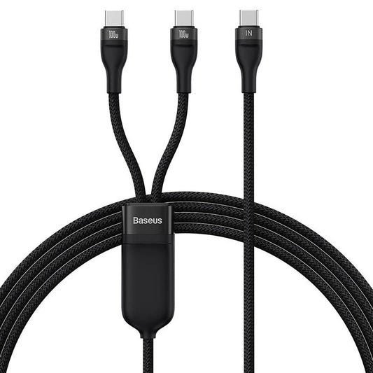 2in1 USB cable Baseus Flash Series USB-C do USB-C 100W, 1.5m (black - Product Image 2