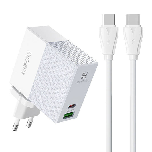 Wall charger LDNIO A2620C USB, USB-C 65W + USB-C - USB-C cable - Product Image 1