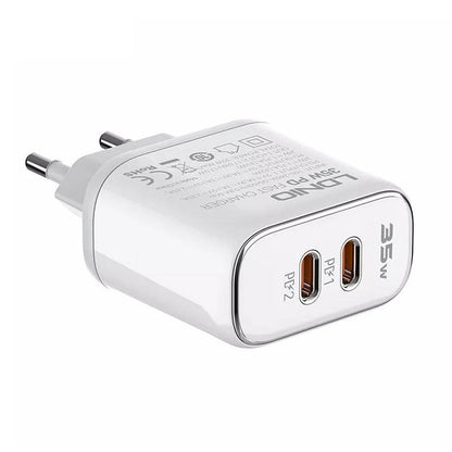 Wall charger LDNIO A2528M 2USB-C for Apple + USB-C - Lightning Cable - Product Image 1