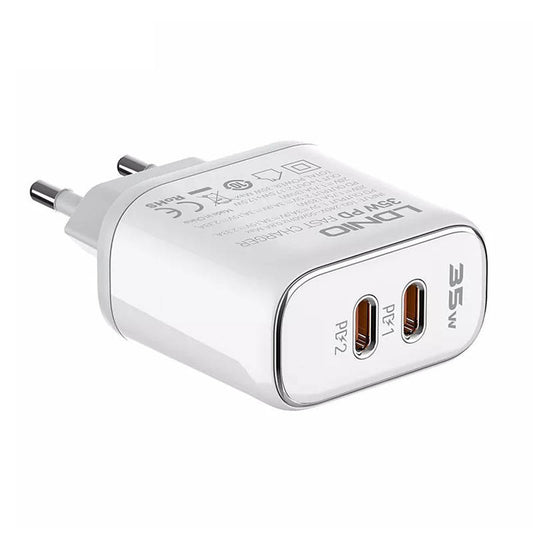 Wall charger LDNIO A2528M 2USB-C for Apple + USB-C - Lightning Cable - Product Image 1