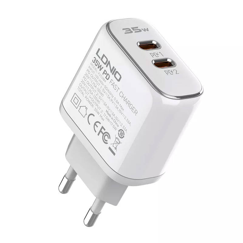 Wall charger LDNIO A2528M 2USB-C for Apple + USB-C - Lightning Cable - Product Image 2