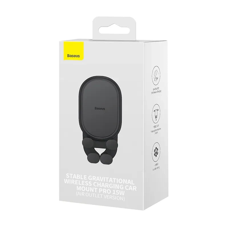 Stable Gravitational Wireless Charging Car Mount Baseus Pro 15W (black) - Product Image 7