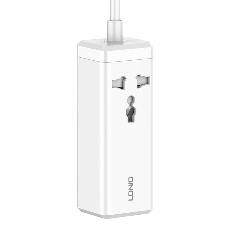 Power strip with 1 AC socket, 2x USB, 2x USB-C LDNIO SC1418, EU/US, 2500W (white) - Product Image 3