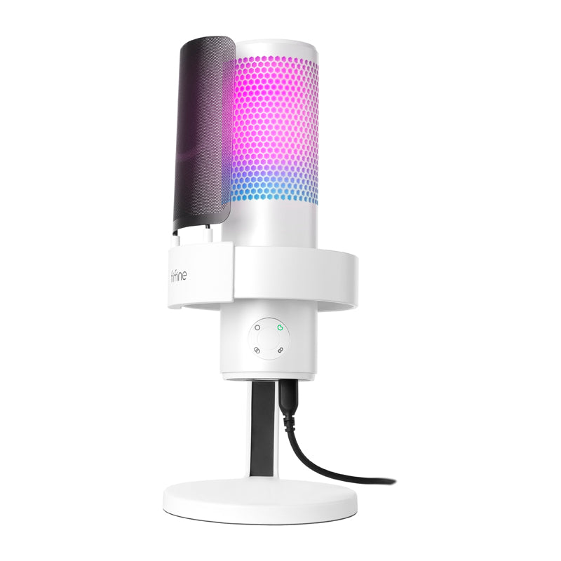 Fifine A9W studio microphone with stand (white) - Image 2