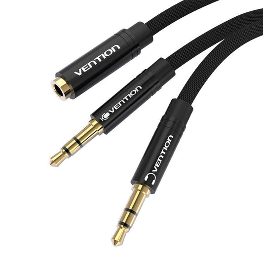 Kabel Audio Miniklinke 3,5 mm weiblich auf 2x Miniklinke 3,5 mm männlich Vention BBLBAB 0,6 m (schwarz)