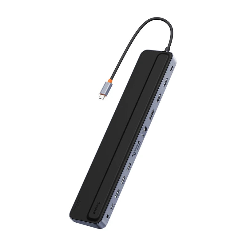 Hub 12w1 Baseus EliteJoy Gen2 series USB-C do 2xHDMI+ 3xUSB 3.0+ PD+ DP+ SD/TF+ RJ45+Type-C+ 3.5mm (dark grey) - Product Image 4