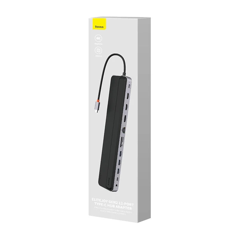 Hub 12w1 Baseus EliteJoy Gen2 series USB-C do 2xHDMI+ 3xUSB 3.0+ PD+ DP+ SD/TF+ RJ45+Type-C+ 3.5mm (dark grey) - Product Image 8