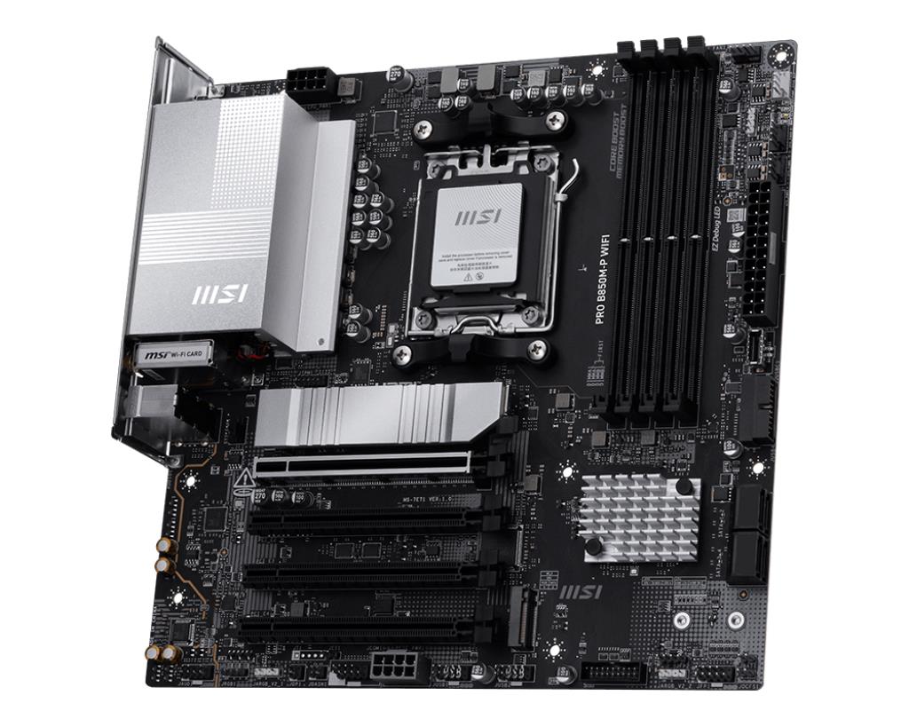 Mainboard MSI AMD B850 SAM5 Micro-ATX Memory DDR5 Memory slots 4 PROB850M-PWIFI