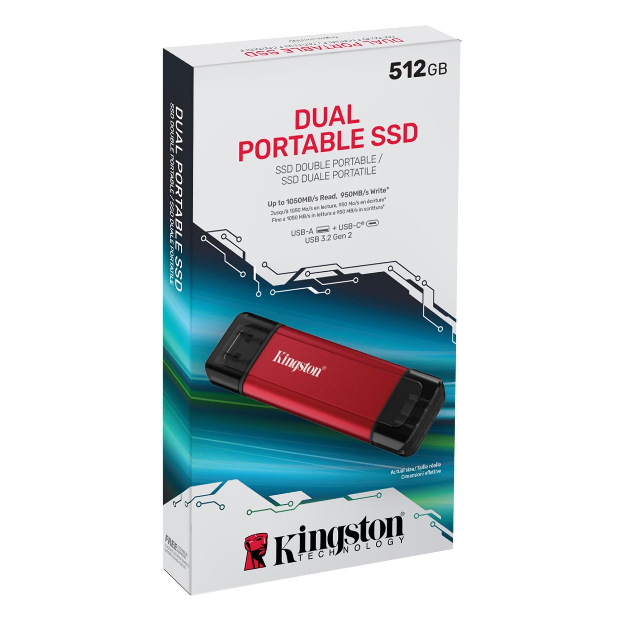 External SSD KINGSTON 512GB 3D NAND Write speed 950 MBytes/sec Read speed 1050 MBytes/sec SPSD/512GB