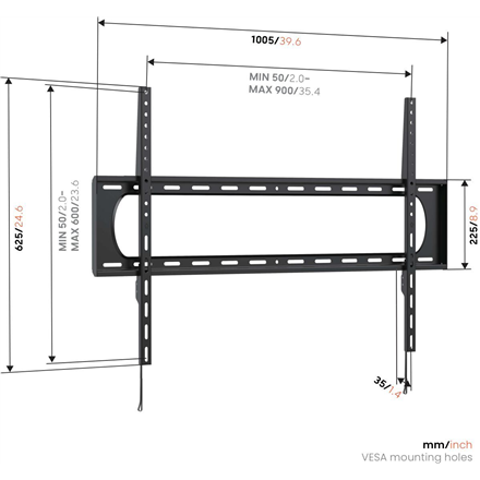 Vogels Wall mount | UP 9003 Fixed TV Wall Mount XL | 55-120 " | Fixed | Maximum weight (capacity) 120 kg | Black