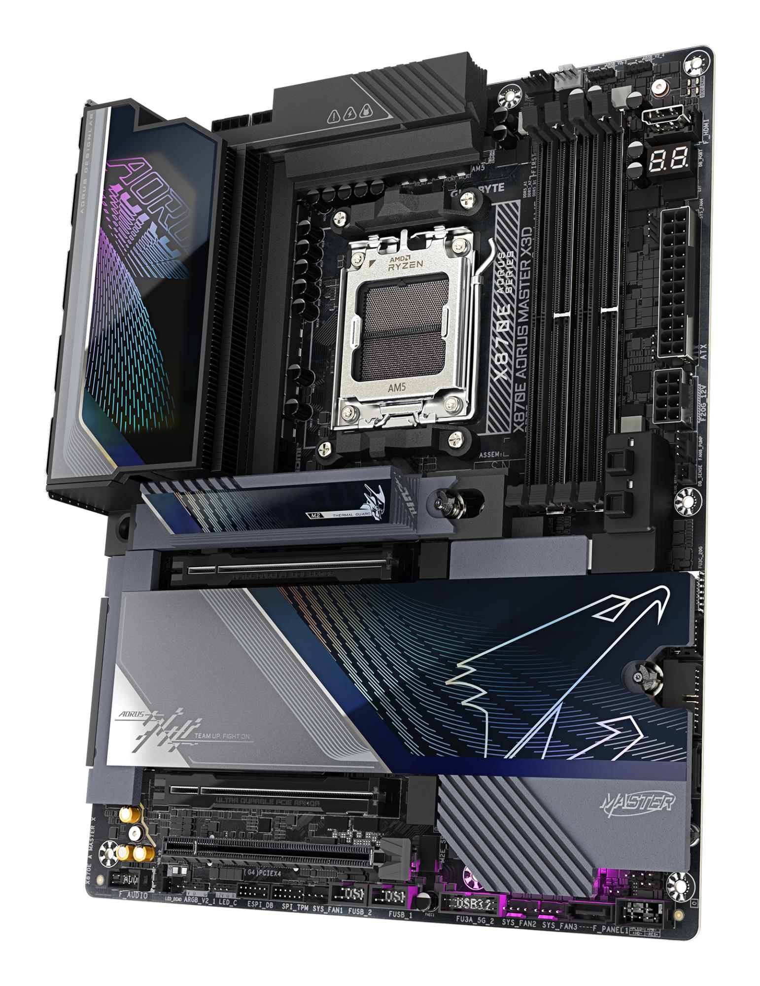 Mainboard GIGABYTE AMD X870E Socket AM5 ATX RAM DDR5-SDRAM 4xSlots Wi-Fi Yes Bluetooth Yes 5xNumber of M.2 (M) slots GIGABYTE X870E AORUS MASTER X3D X870EAMASTERX