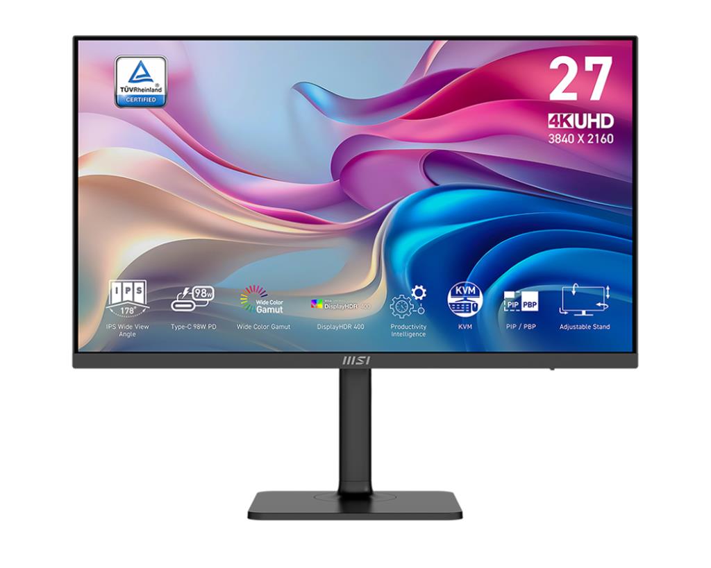 LCD Monitor MSI MODERN MD272UPHG 27" Business/4K Matte Panel IPS 3840x2160 16:9 60Hz 4 ms Speakers Colour Black MODERNMD272UPHG