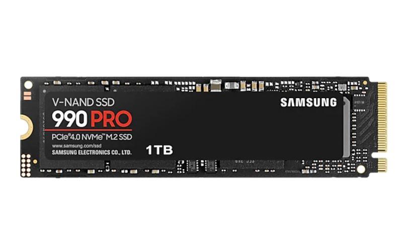 SSD SAMSUNG 990 PRO 1TB M.2 PCIE NVMe MLC Write speed 6900 MBytes/sec Read speed 7450 MBytes/sec 2.3mm TBW 600 TB MTBF 1500000 hours MZ-V9P1T0BW
