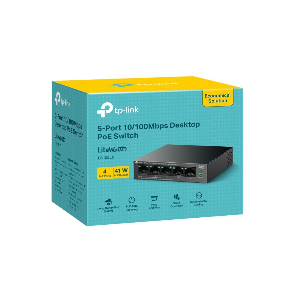 Switch TP-LINK LS105LP Desktop/pedestal 5x10Base-T / 100Base-TX PoE ports 4 LS105LP