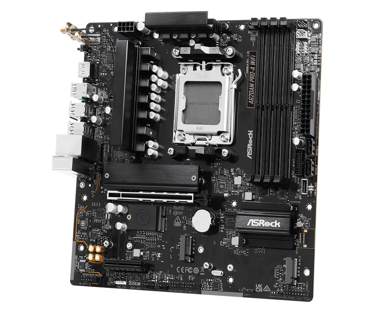 Mainboard ASROCK AMD A620A SAM5 Micro-ATX Memory DDR5 Memory slots 4 A620AMPRO-AWIFI