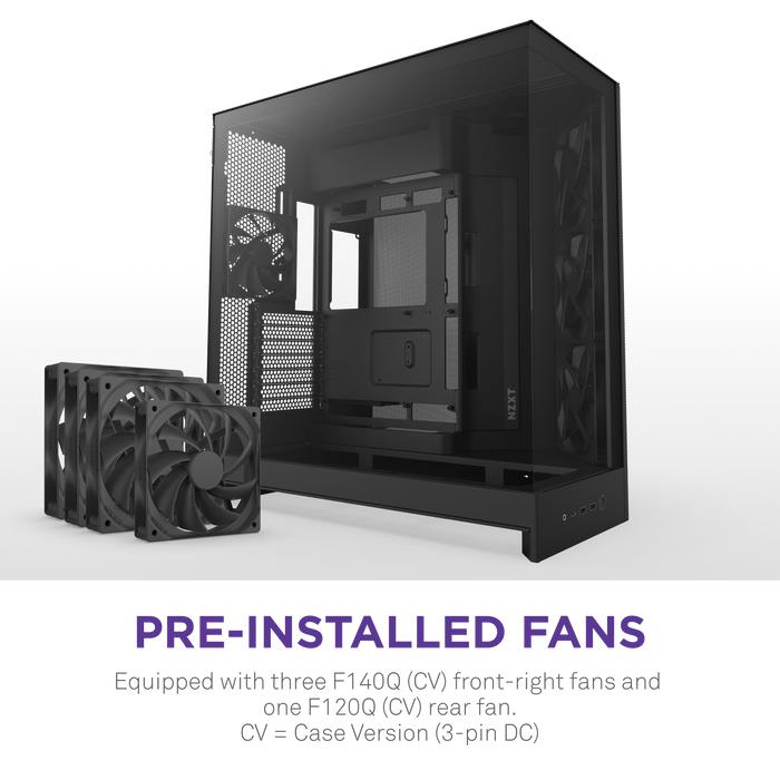 Case NZXT ATX/micro ATX/Mini-ITX/EATX Black Midi Tower PC CM-H92FB-01