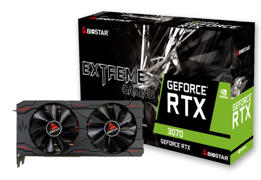 Graphics Card BIOSTAR NVIDIA GeForce RTX 3070 8 GB GDDR6 256 bit PCIE 4.0 16x GPU 1500 MHz Dual Slot Fansink 1xHDMI 3xDisplayPort VN3706RM82