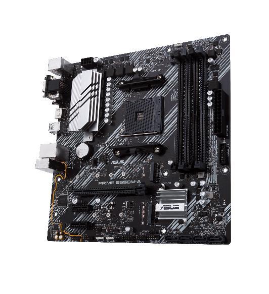Mainboard ASUS AMD B550 SAM4 MicroATX Memory DDR4 Memory slots 4 2xPCI-Express 3.0 1x 1xPCI-Express 4.0 16x 2xM.2 1x15pin D-sub 1xDVI-D 1xHDMI 6xUSB 3.2 1xPS/2 1xRJ45 3xAudio port PRIMEB550M-A