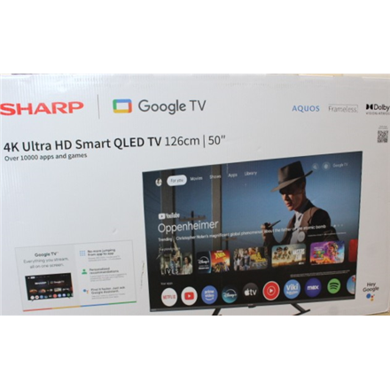 SALE OUT. Sharp 50HP6265E 50" (126cm) QLED 4K Ultra HD Google TV, Dolby Vision, Dolby Atmos, Central Stand | Sharp 50HP6