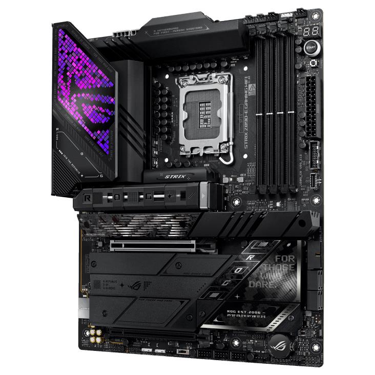 Mainboard ASUS Intel Z890 LGA1851 ATX Memory DDR5 Memory slots 4 1xPCI-Express 4.0 16x 1xPCI-Express 5.0 16x 7xM.2 1xHDMI 1xDisplayPort 1xAudio-In 1xAudio-Out 3xUSB 3.0 7xUSB 3.1 2xUSB-C 2xUSB-C w/Thunderbolt 1xOptical S/PDIF 1xRJ45 ROGSTRIXZ890-EGAMWIFI