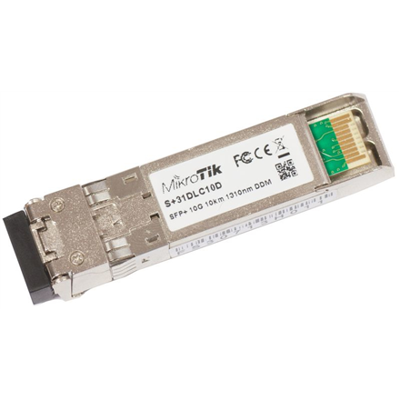 MikroTik | S+31DLC10D | SFP+ | Single-Mode Fiber | Dual LC | 10/100/1000/10000 Mbit/s | Wavelength 1310 nm | Maximum tra