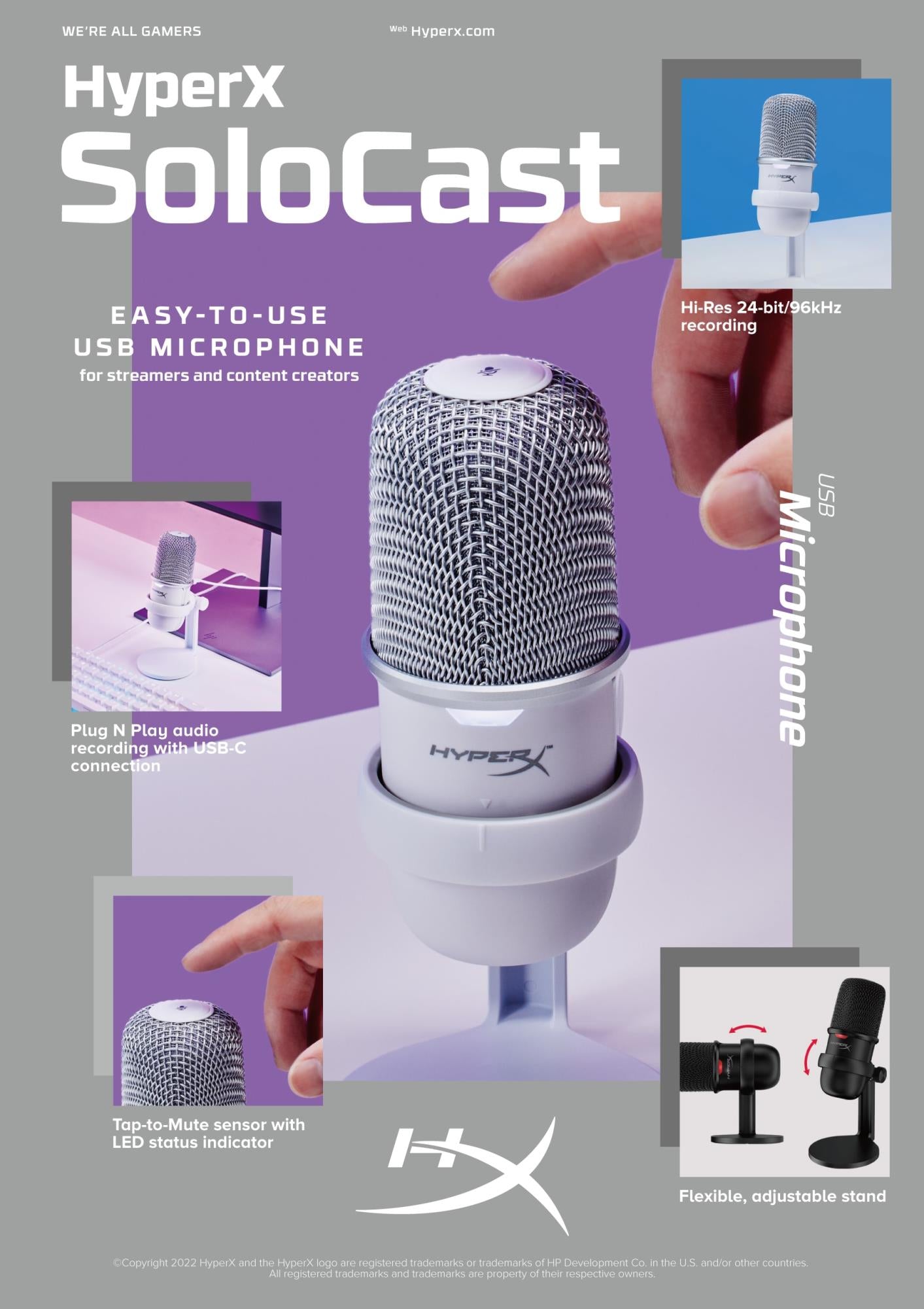 MICROPHONE HYPERX SOLOCAST/HMIS1X-XX-BK/G HYPERX
