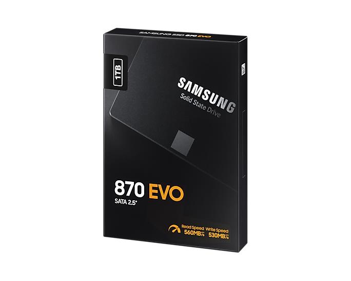 SSD SAMSUNG 870 EVO 1TB SATA SATA 3.0 MLC Write speed 530 MBytes/sec Read speed 560 MBytes/sec 2,5" TBW 600 TB MTBF 1500000 hours MZ-77E1T0B/EU