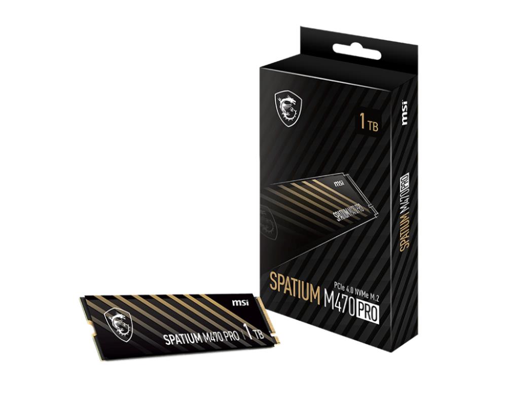 SSD MSI SPATIUM M470 PRO 1TB M.2 PCIe Gen4 NVMe 3D NAND Write speed 4500 MBytes/sec Read speed 6000 MBytes/sec 2.15mm TBW 320 TB MTBF 150000 hours S78-440L0J0-P83