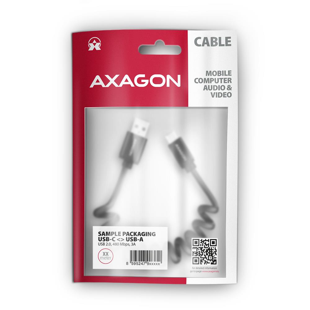 CABLE USB-C TO USB2.0 1.1M/TWISTER BLK BUCM-AM20TB AXAGON
