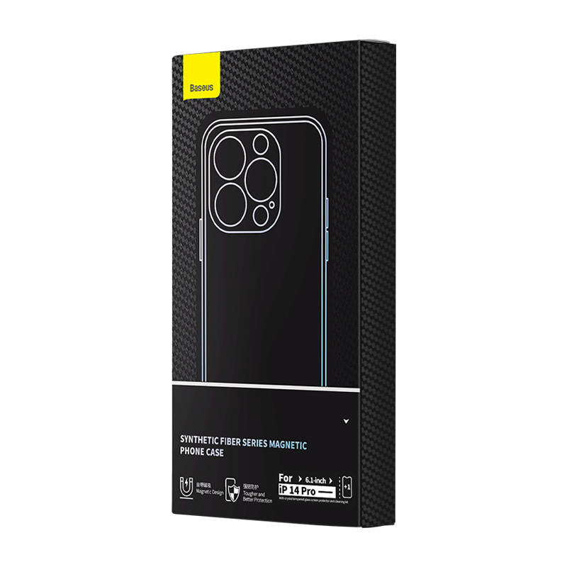 Magnetic Case Baseus Synthetic Fiber Series for iPhone 14 Pro (black)+ tempered glass + cleaning kit - Product Image 8