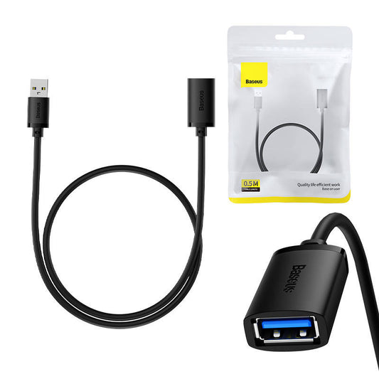 USB 3.0 Extension cable Baseus male to female, AirJoy Series, 0.5m (black) - Product Image 1