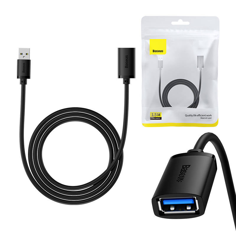 USB 3.0 Extension cable Baseus male to female, AirJoy Series, 1.5m (black) - Product Image 1