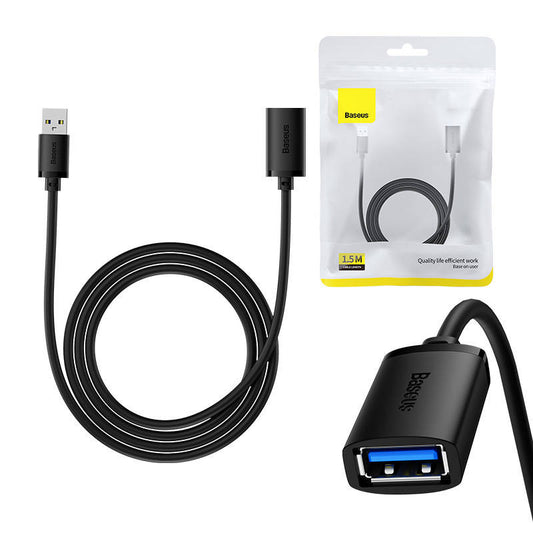 USB 3.0 Extension cable Baseus male to female, AirJoy Series, 1.5m (black) - Product Image 1