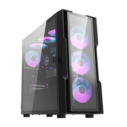 Darkflash DK431 Glas-Computergehäuse (schwarz) + 4 RGB-Lüfter