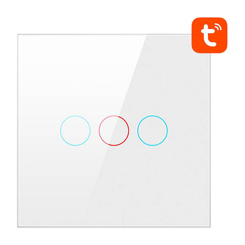 Smart Light Switch ZigBee Avatto LZTS02-EU-W3 3 Way No Neutral TUYA (white) - Product Image 2