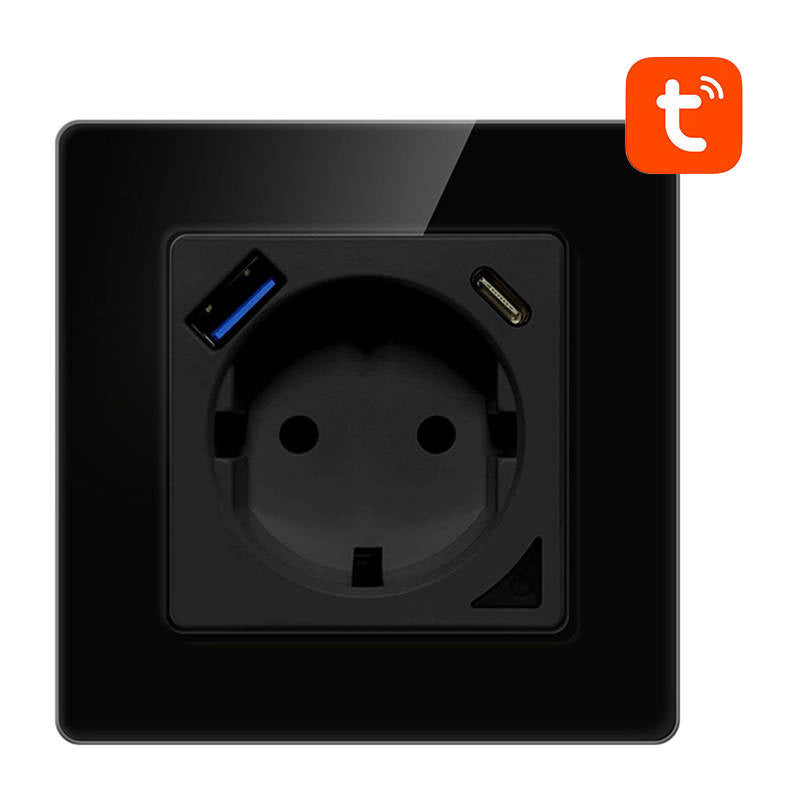 Smart WiFi Wall Socket Avatto N-WOT10-USB-B TUYA USB USB-C (black) - Product Image 1