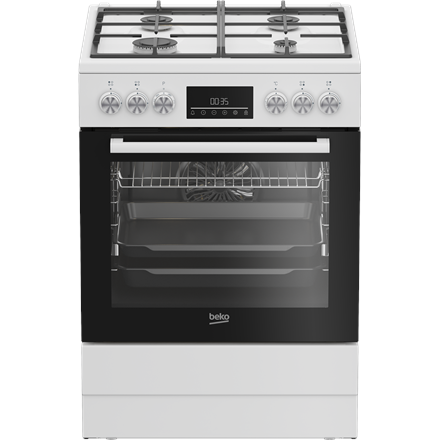 BEKO Cooker | FBM62330GWDTN | Hob type Gas | Oven type Electric | White | Width 60 cm | Depth 60 cm | Grilling | LED | E