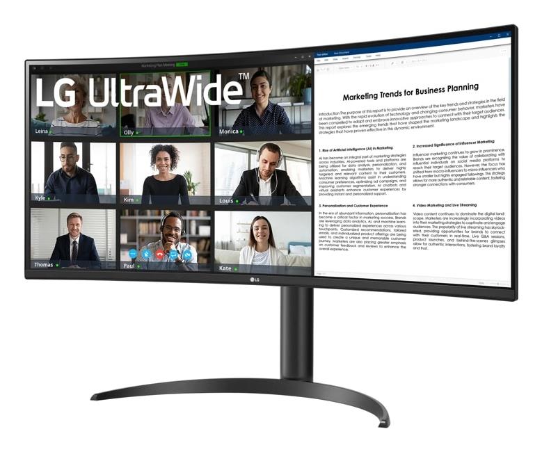 LCD Monitor LG 34WR55QK-B 34" Business/Curved/21 : 9 Panel VA 3440x1440 21:9 100Hz 5 ms Height adjustable Tilt Colour Black 34WR55QK-B
