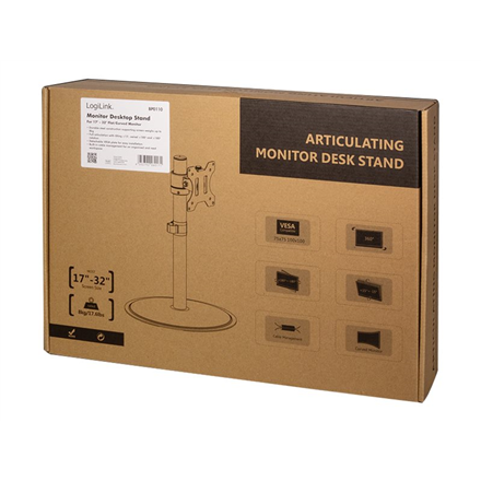 Logilink | Desk Mount | Tilt, swivel, level adjustment, rotate | 17-32 " | Maximum weight (capacity) 8 kg | Black