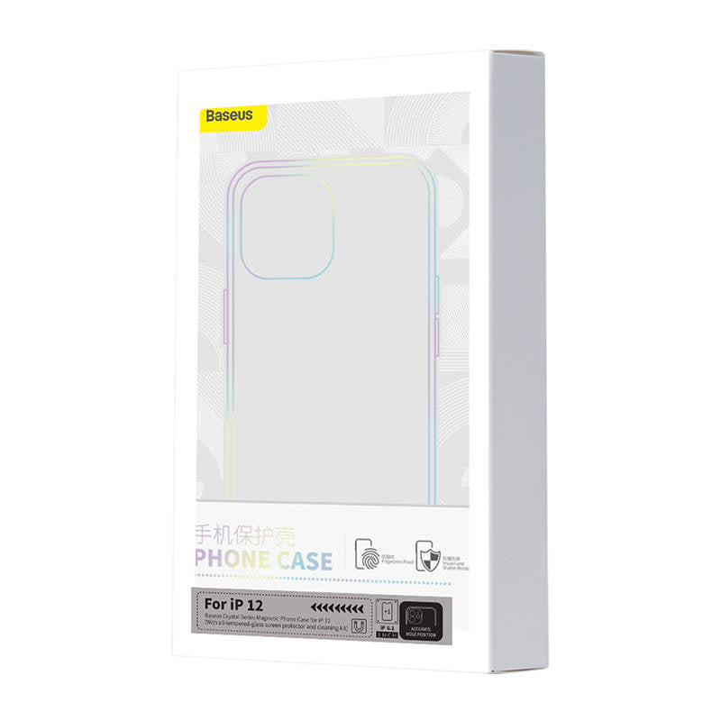 Phone case Baseus Magnetic Crystal Clear for iPhone 12 (transparent) with all-tempered-glass screen protector and cleaning kit - Product Image 7