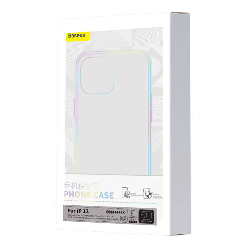 Phone case Baseus Magnetic Crystal Clear for iPhone 13 (transparent) with all-tempered-glass screen protector and cleaning kit - Product Image 8