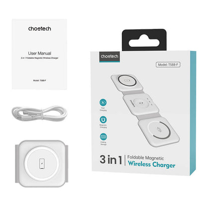 Choetech T588-F 3in1 Magnetic Wireless Charger 15W (white) - Product Image 5