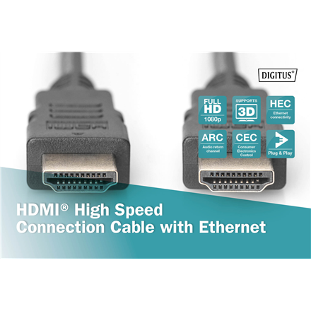 Digitus | High Speed HDMI Cable with Ethernet | AK-330114-030-S | HDMI male (type A) | HDMI male (type A) | HDMI to HDMI