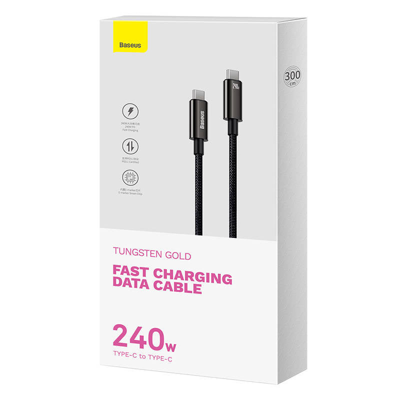 USB-C to USB-C cable Baseus Tungsten Gold 240W 3m (black) - Product Image 8